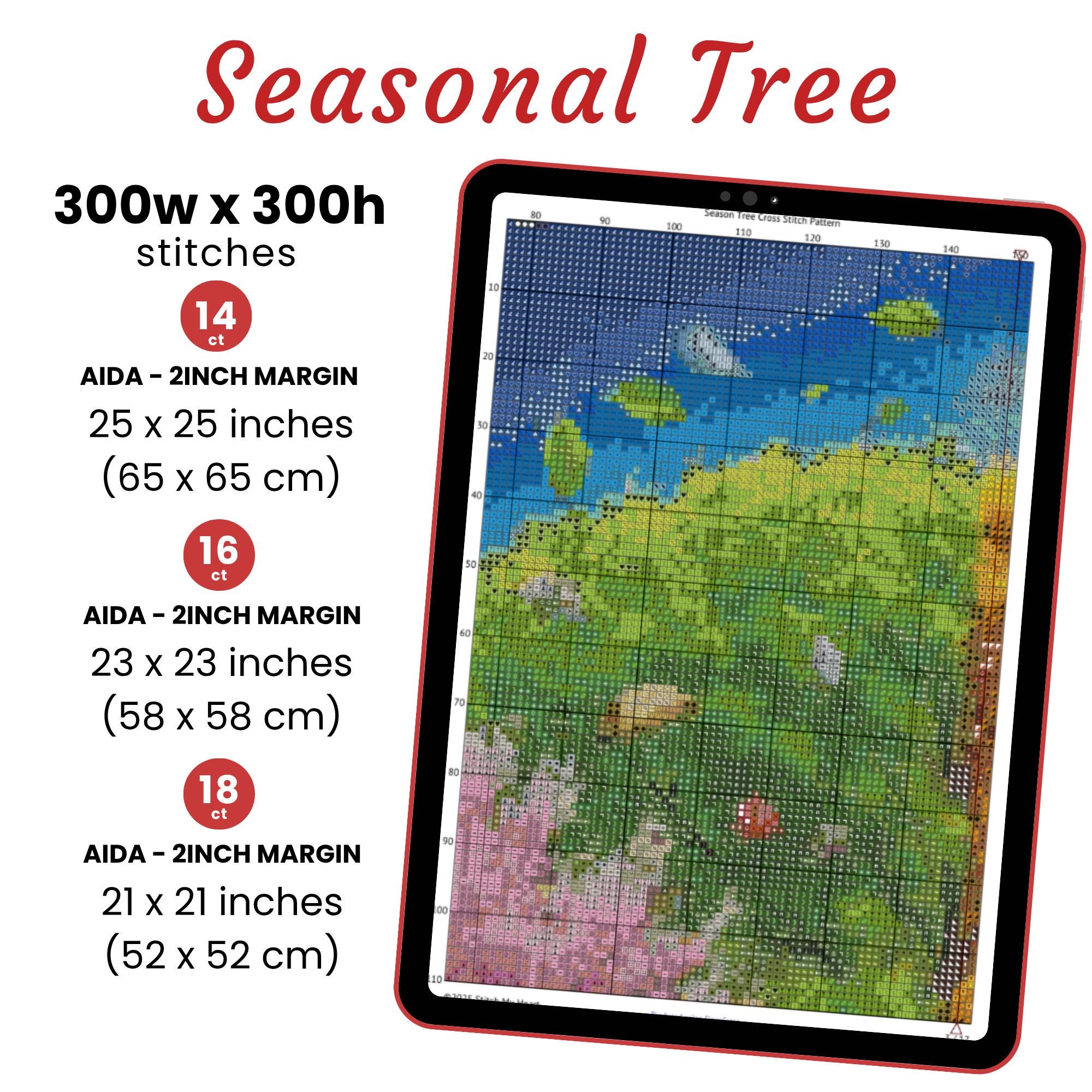 Four Seasons Tree Cross Stitch Pattern – Modern Embroidery (digital PDF ...