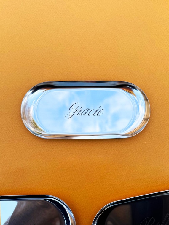 Personalized Ring Dish, Engraved Trinket Tray, Gold or Silver Jewelry Dish, Catch All Tray, Bridesmaid Gift, Vanity Decor Keepsake