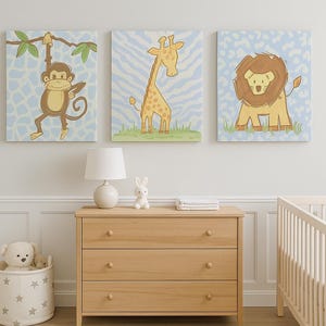 Safari nursery decor, Jungle nursery wall art, Jungle theme nursery, Safari baby room, Jungle baby room, Toddler room decor, Hand Painted
