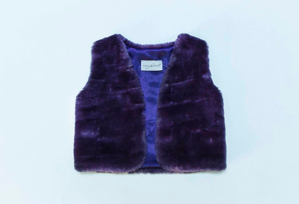 ムートン・ファーコート MOLLIOLLI MONE Crop Mini Fur Vest Pouch Set Purple Purple Fur Vest - Etsy