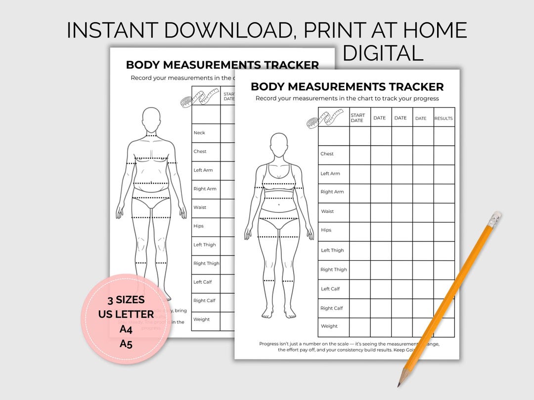 Body Measurements Tracker Printable, Fitness Planner, Weight Loss ...