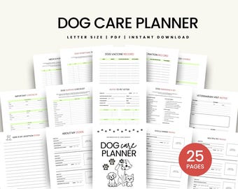 Dog Care Planner Printable, Pet Sitter Notes, Puppy Planner, Dog Lover Gift, Pet Care Binder, Pet Health Records Organizer, Pet Care Tracker