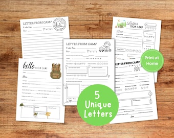 Printable Letters From Camp, Custom Fill-In-The-Blank Notes, Camping Journal, Summer Camp Activity, Sleepaway Camp Activity, Pen Pal Letter