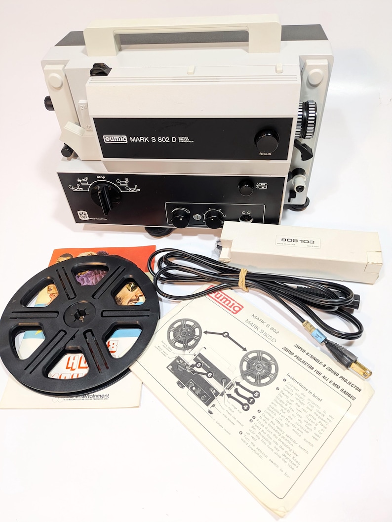 CINE FILM PROJECTOR EUMIG S-802D SOUND Super 8 & Standard 8mm Instructions Box EUR 70,69 - IT