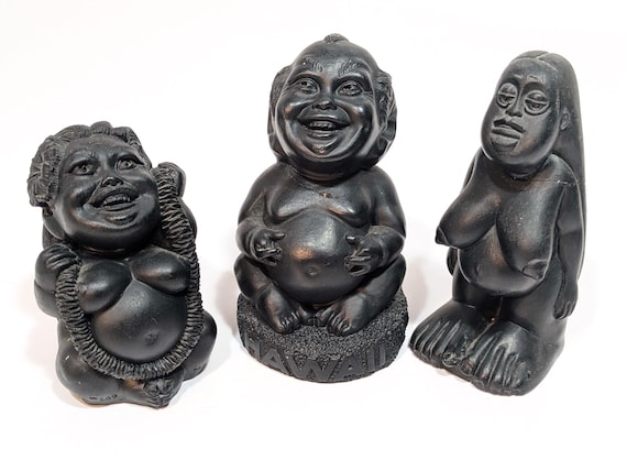Vintage Coco Joe's Lava Resin Tiki Idols – Hawaiian Souvenir Set
