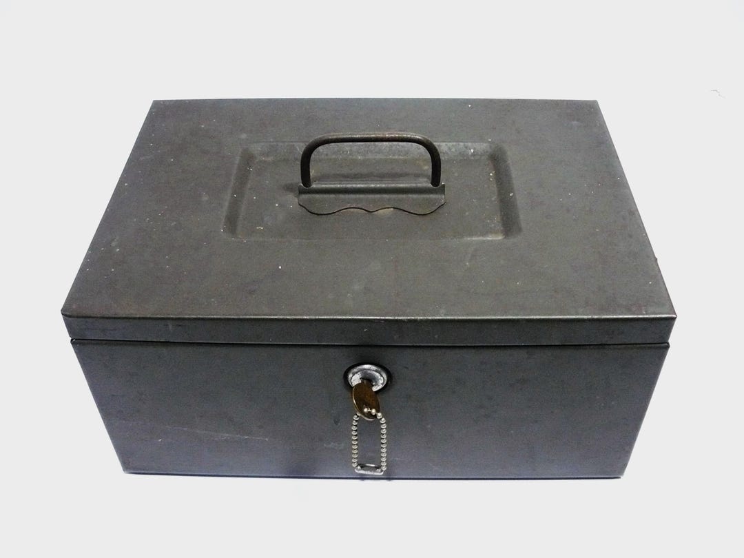 Large Vintage Steel Metal Lock Box 12.5x8.5x5.5 Inches – With Handle ...