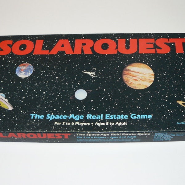 1986 SolarQuest Space Age Real Estate Board Game - SOLAR QUEST Outer Space Monopoly