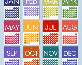 Colorful Modern Wall Calendar 11x16.5 | Joy Calendar | Bold Yearly Planner Poster | Minimal Bright Home Office Decor