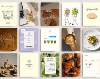 Cafe Instagram Templates | Coffee Shop Social Media Templates | Canva Instagram Posts | Cafe Branding Kit