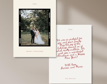 Film Strip Christmas Card | Vintage Holiday Card | Minimal Modern | Black and White | Minimalist Polaroid | Aesthetic Wedding