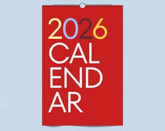 2026 Wire Bound Wall Calendar | Colorful Modern Monthly Calendar | 11x16.5 Hanging Calendar | Bold Minimal Planner