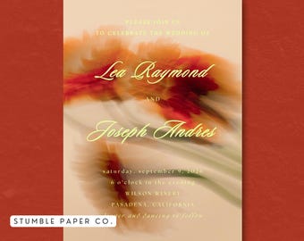 Wedding Invitation Template Canva Editable | Floral Wedding Invitation | Garden Botanical Wedding Invite | Bright Colorful Wedding