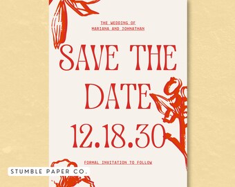 Outdoor Wedding Save the Date Template | Botanical Wedding Save the Date | Rustic Desert Wedding Save the Date | Modern Wedding Editable