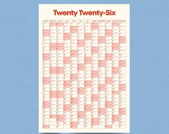2026 A1 Wall Calendar Poster | Year at a Glance Planner | Large Minimal Modern Wall Calendar | Classic Red