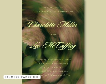 Romantic Floral Garden Wedding Invite | Editable Wedding Invitation Template Canva 5x7 | Elegant Modern Botanical Invitation