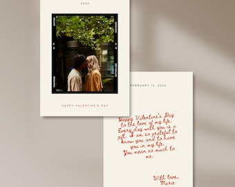 Editable Anniversary Card Template | Romantic Photo Card for Couples | Valentine’s or Anniversary Printable | Canva Card | Modern Minimal