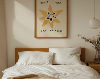 Bella Como Una Estrella Printable Wall Art | Spanish Quote Digital Download | Minimal Feminine Decor | Nursery Print | Instant Download