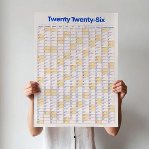 2026 A1 Wall Calendar Poster | Year at a Glance Planner | Large Minimal Modern Wall Calendar |Colorful Yearly Planner Poster | Office Decor