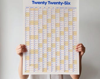 2026 A1 Wall Calendar Poster | Year at a Glance Planner | Large Minimal Modern Wall Calendar |Colorful Yearly Planner Poster | Office Decor