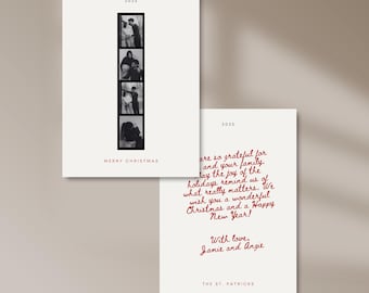 Vintage Film Strip Christmas Card | Vintage Valentine's Day Card | Minimal & Modern | Black and White | Baby Announcement Card