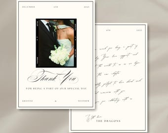 Wedding Guest Thank You Card Template 5x7 | Modern Elegant Thank You Cards | Editable Canva Wedding Thank You Printable | Personalized
