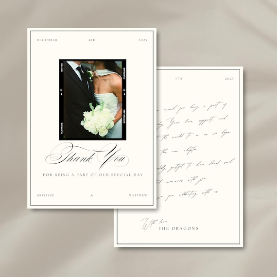 Wedding Guest Thank You Card Template 5x7 | Modern Elegant Thank You Cards | Editable Canva Wedding Thank You Printable | Personalized
