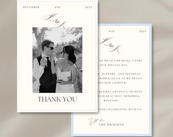 Modern Wedding Guest Thank You Card Template 5x7 | Classy Thank You Cards | Editable Canva Printable