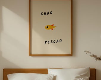 Chao Pescao Printable Wall Art | Spanish Quote Digital Download | Minimal Fish Illustration | Entryway Decor | Nursery | Instant Download
