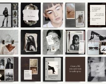 Editorial Instagram Templates | 18 Canva Posts for Fashion & Style Creators | Black and White Aesthetic Feed | Social Media Kit