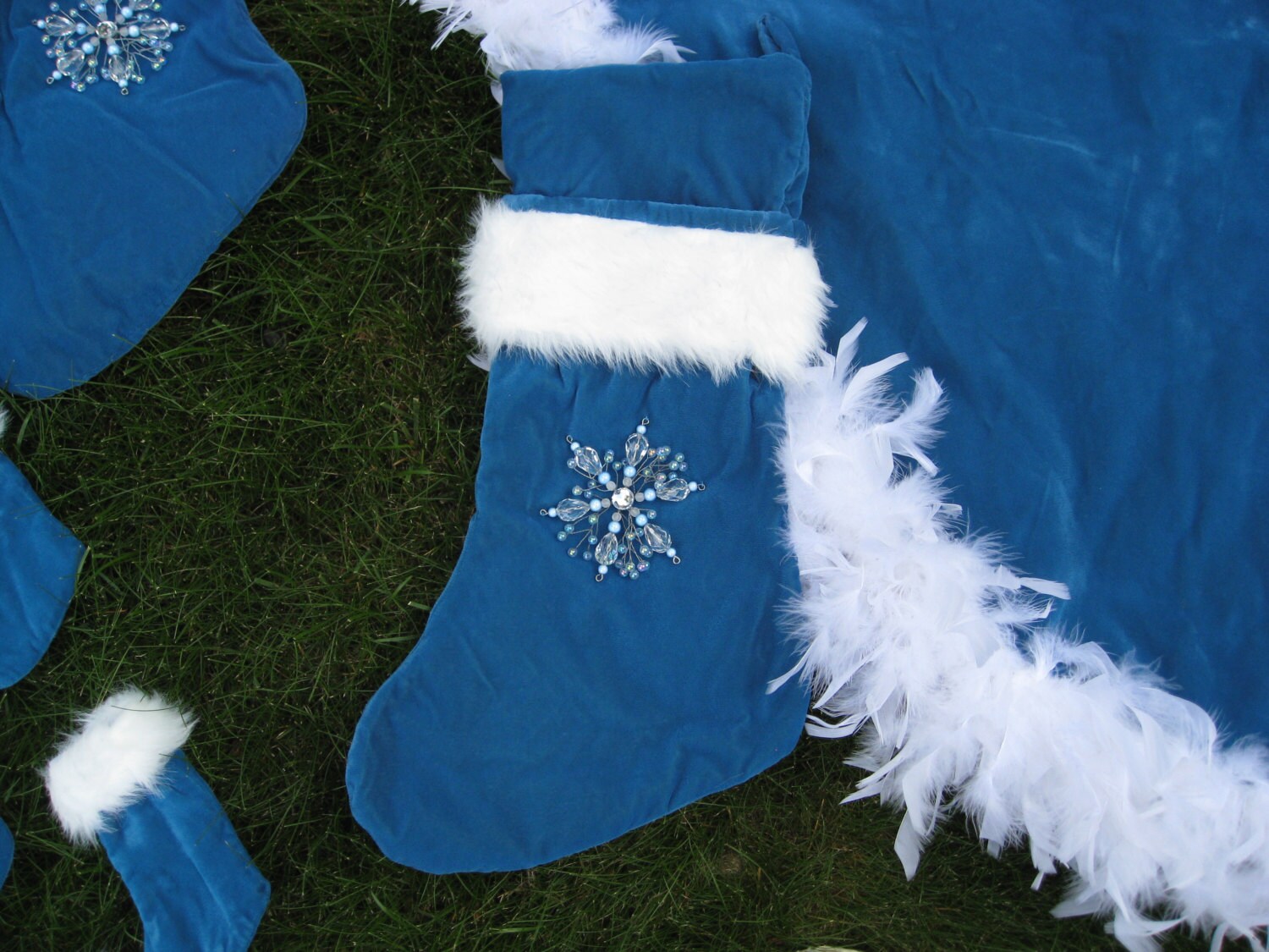 Christmas Blue & White Tree Skirt 10 Stockings 2 Large 8 Etsy