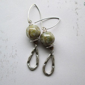 Karen Hill Tribe Earrings, Green Earrings, Dangle Beaded Earrings, Beadwork, Jewelry Handmade, Silver Earrings image 2