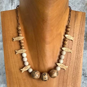Chunky Gold Fish Necklace, Gold, Bone Fish Necklace, Summer Boho Necklace, Beach, Fun, Necklace for women