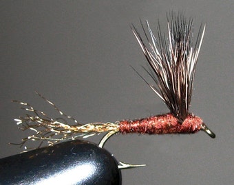 Mahogany Sparkle Duns one half dozen size 16 or 18 trout fishing dry flies