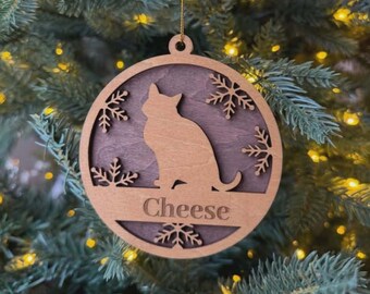 Personalized Wooden Cat Ornament