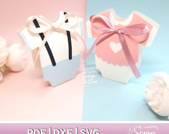 Baby Onesie Favor Box Template: SVG, PDF, DXF Files (Digital Download)