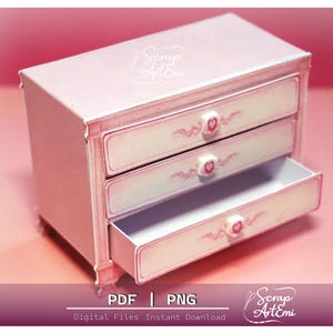 A Paper Dresser for a Dollhouse  Printable - Jewelry Box – PDF & PNG Files for Print and Cricut