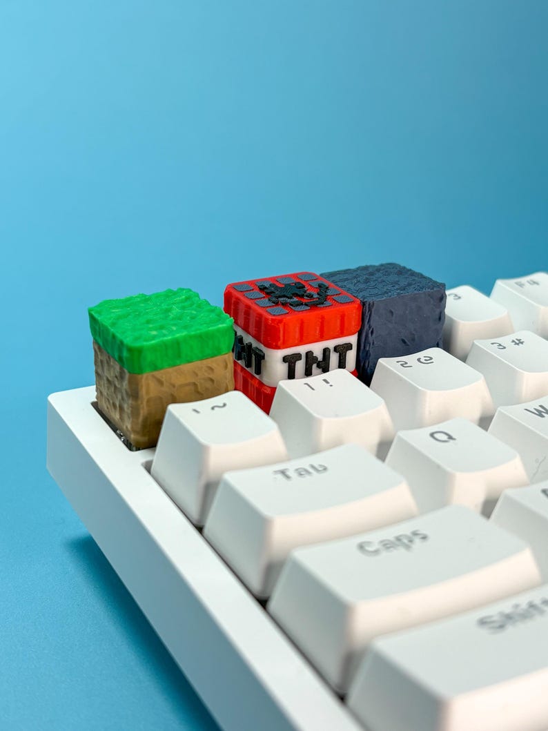 3D Printed Minecraft Keycaps; Dirt Block, Gravelstone, TNT Block for ...