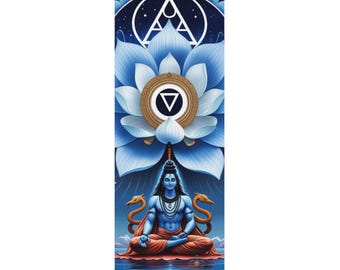 Throat Chakra Yoga Mat • Viśuddha Mandala Design • Non-Slip Eco Rubber Mat for Breathwork, Expression & Meditation