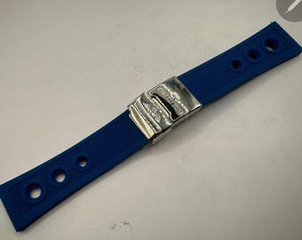 Premium Breitling Deployment Rubber Strap  Blue Watch Band Strap Deployment 22mm,24mm, Custom Made