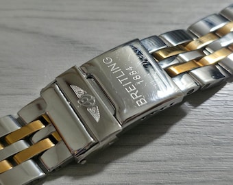22mm Silver Rose Gold 2/Tone Watch Strap Band Bracelet For Breitling Watches