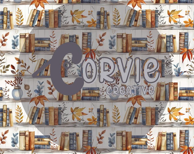 Books, Leaves, and Cozy Dreams Seamless Pattern-Instant Download
