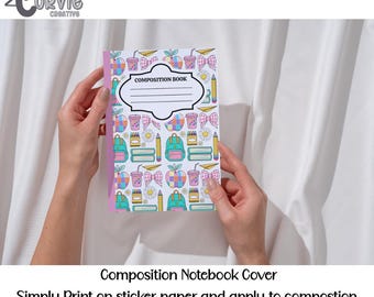 Printable Composition Notebook Covers | DIY Sticker Paper School Supply Personalization
