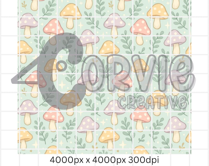 Mushroomcore Seamless Pattern Compiled and Edited on Procreate