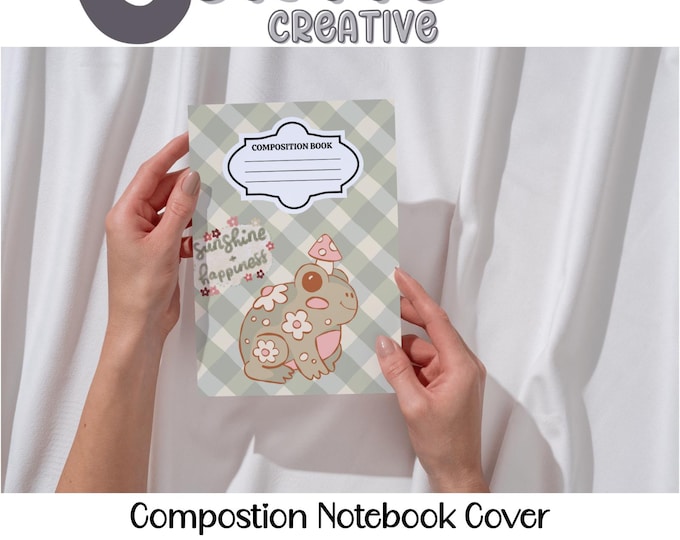 Compostion Notebook Printable Covers - Cottagecore Frog