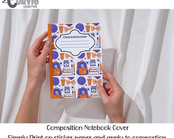 Printable Composition Notebook Covers | DIY Sticker Paper School Supply Personalization
