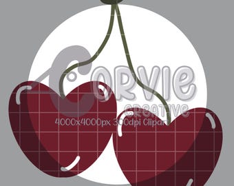 I heart cherries hand drawn clip art