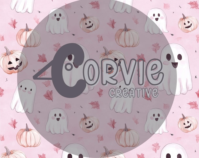 Pretty in Pink Ghosties Seamless Pattern Instant Download