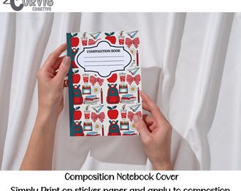 Printable Composition Notebook Covers | DIY Sticker Paper School Supply Personalization