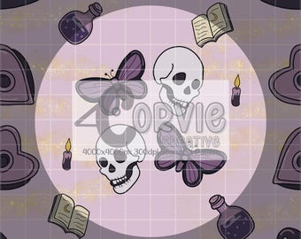 Witchcore Seamless Pattern and Clip Art Hand Drawn Art