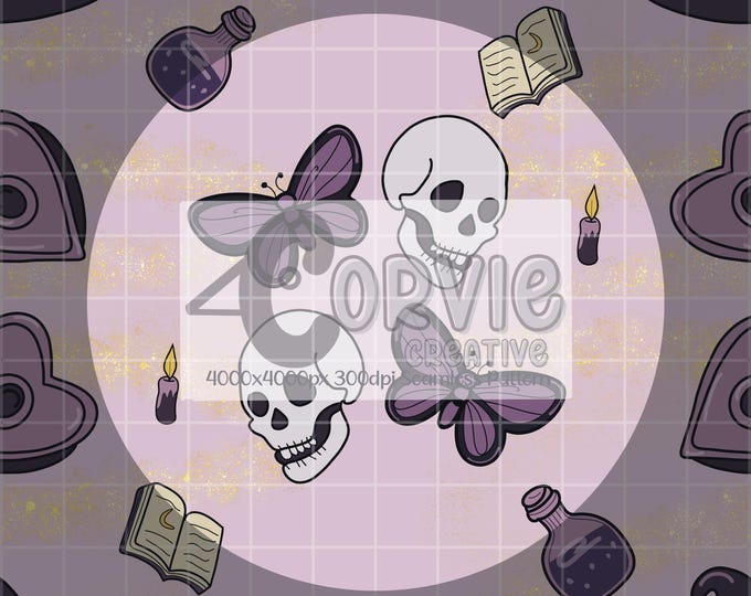 Witchcore Seamless Pattern and Clip Art Hand Drawn Art